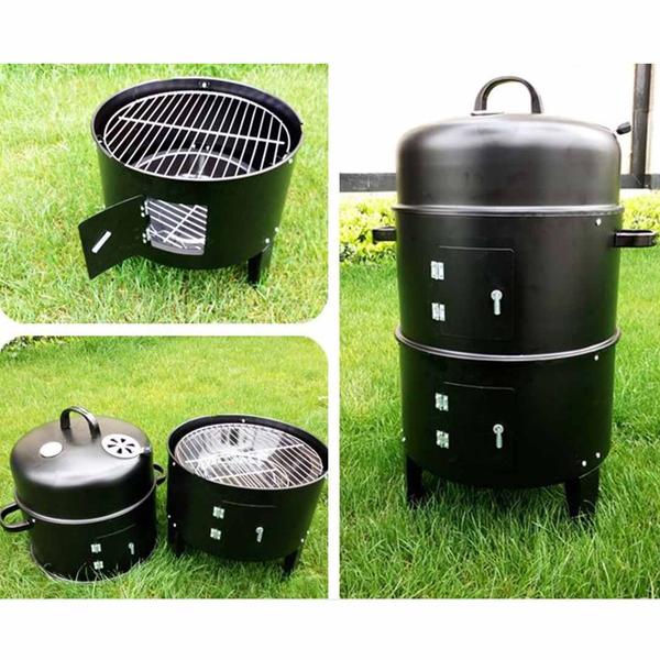 SOGA 3 In 1 Barbecue Smoker Outdoor Charcoal BBQ Grill Camping Picnic Fishing-4
