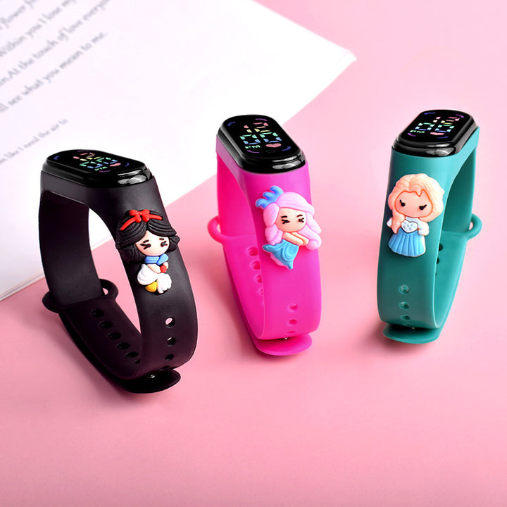 Cartoon Anime Princess LED Doll Sports Watch for Kids