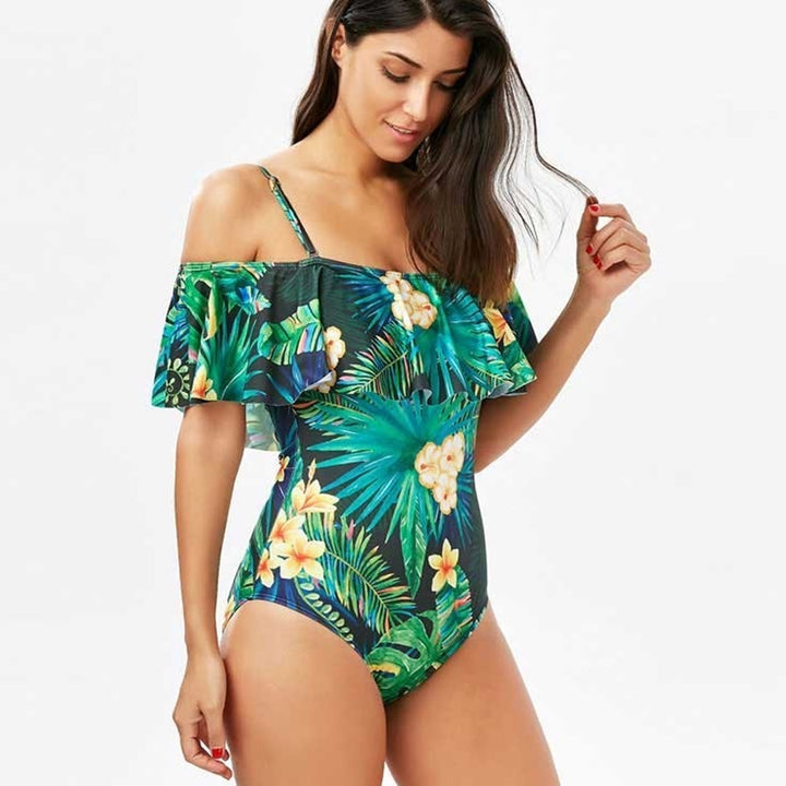 Floral &amp; Leaf Print Bikini Set