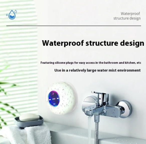 BTS07 Waterproof Bluetooth Speaker with Large Suction Cup and LED Light