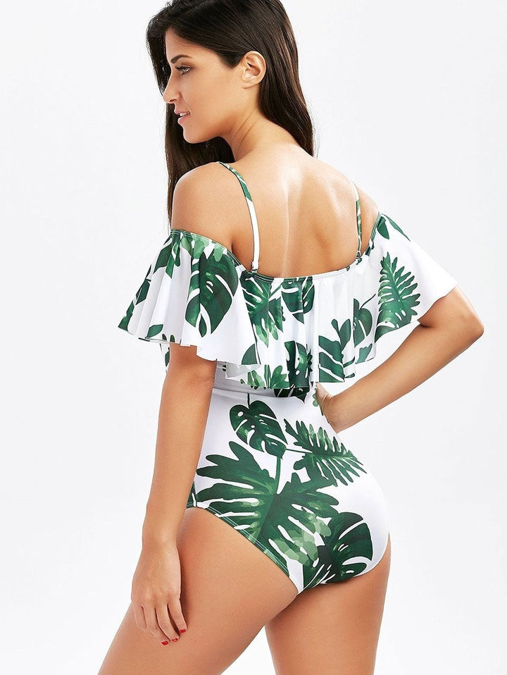 Floral &amp; Leaf Print Bikini Set