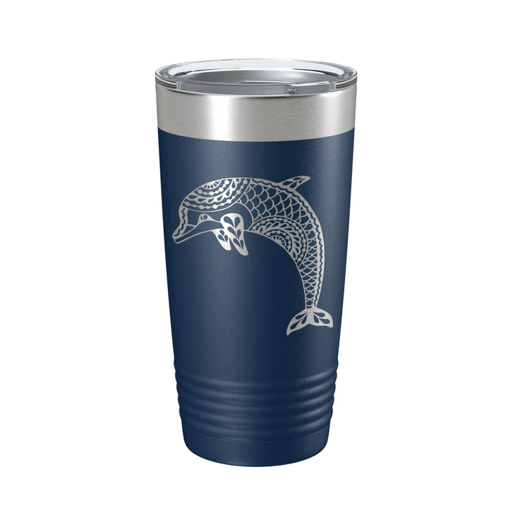 Dolphin Tumbler Zentangle Travel Mug Insulated Laser Engraved Coffee Cup 20 oz-8