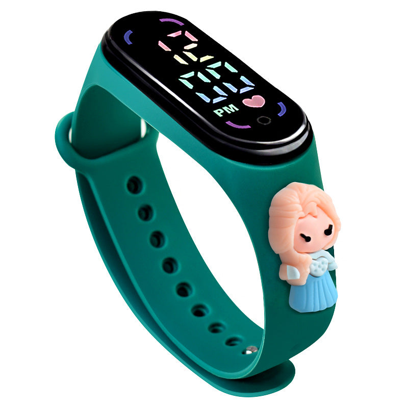 Cartoon Anime Princess LED Doll Sports Watch for Kids