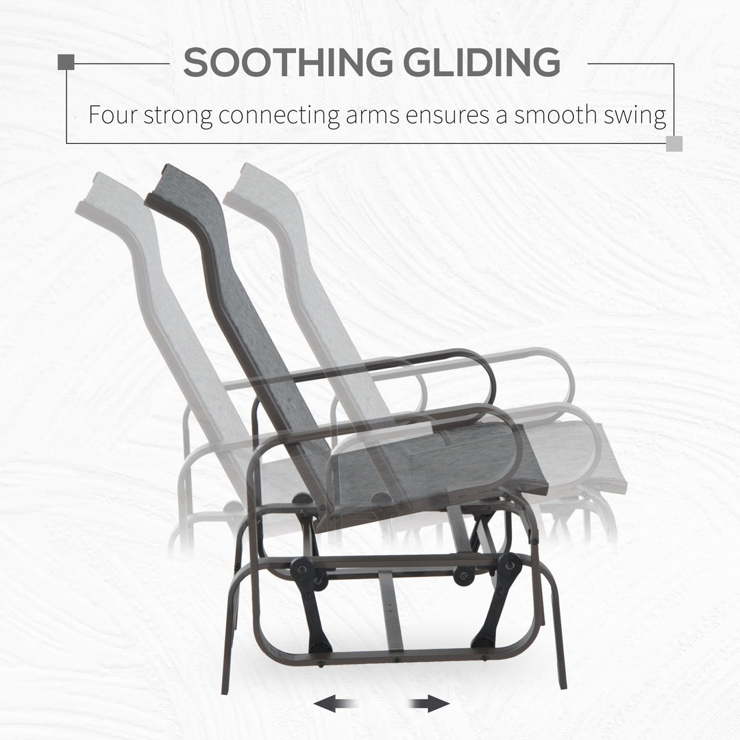 Outdoor Patio Glider Rocker, Metal High-Back Chair for Outdoor Use - Gray