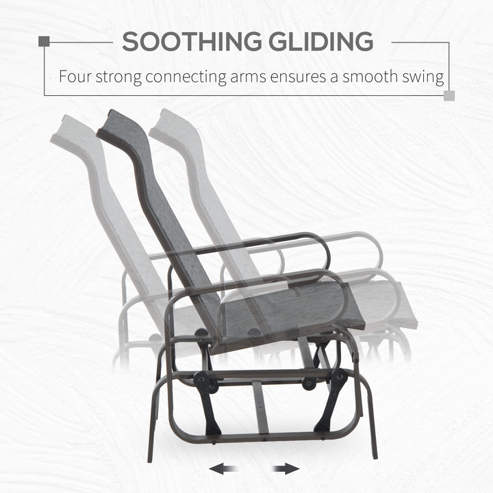 Outdoor Patio Glider Rocker, Metal High-Back Chair for Outdoor Use - Gray