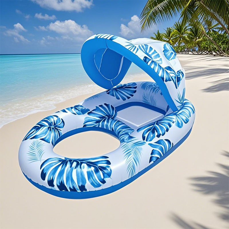 Pool Float with Cup Holder &amp; Sunshade | Thick Large Float with Air Pump