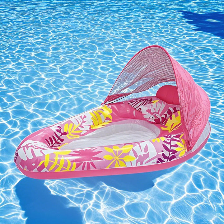 Pool Float with Cup Holder &amp; Sunshade | Thick Large Float with Air Pump