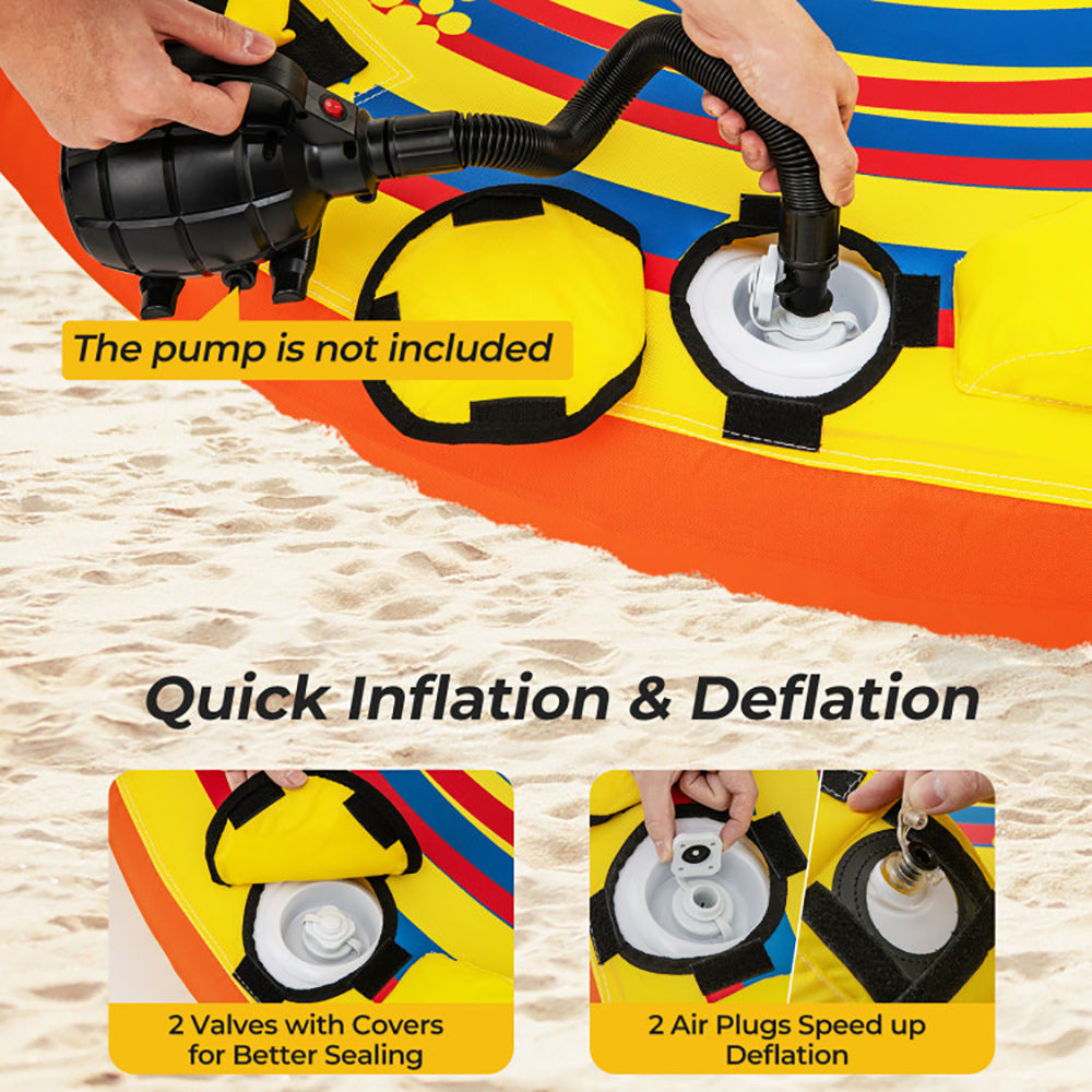 1-2 Person Inflatable Towable Tube | Boating Water Tube with Quick Connector