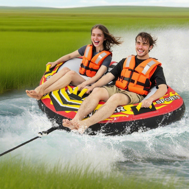 1-2 Person Inflatable Towable Tube | Boating Water Tube with Quick Connector