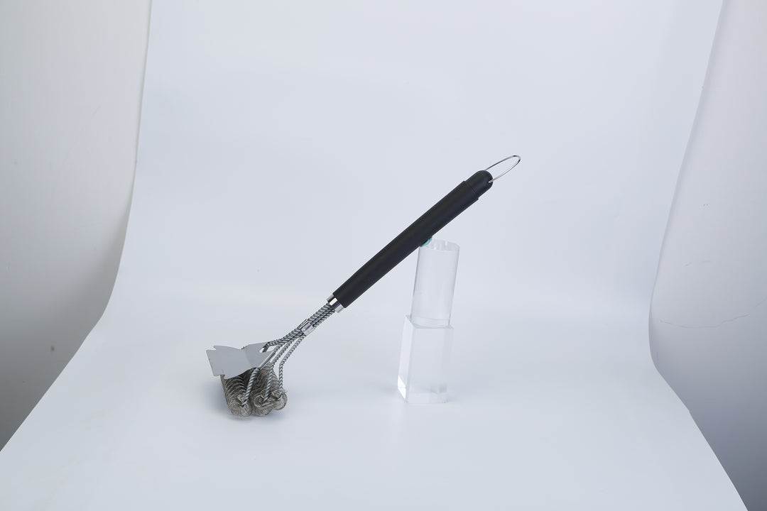 BBQ Grill Cleaning Brush Stainless Steel Barbecue Cleaner Scraper 16.5in Handle Stiff Wire Bristles For Grill Cooking Grates