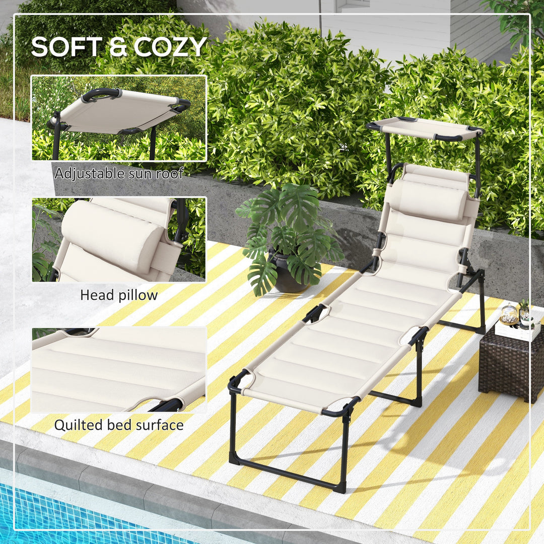 Set of 2 Outdoor Lounge Chairs with Sun Shade