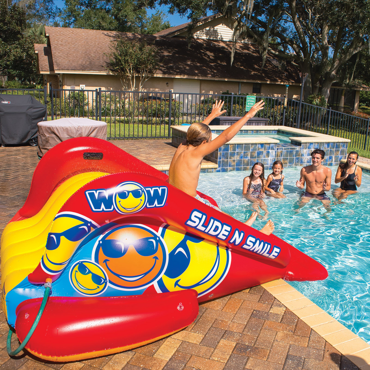 WOW Sports Slide N Smile Inflatable Pool Slide with Sprinklers for Kids and Adults-1