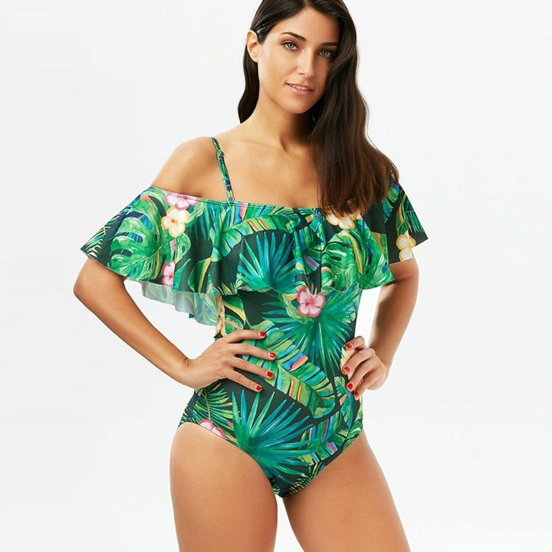 Floral &amp; Leaf Print Bikini Set