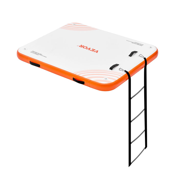 Inflatable Floating Dock 6x5ft | Non-Slip Platform with Ladder, D-Rings &amp; Carrying Bag
