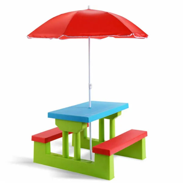 Kids Outdoor Picnic Table Set with UV Umbrella | Lightweight &amp; Portable