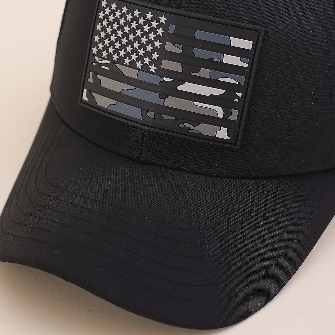 Cross-border Fashion Breathable Mesh Baseball Cap With Classic Contrasting Color National Flag Label And Curved Brim Baseball Cap. Suitable For Casual Outings And Versatile Wear.