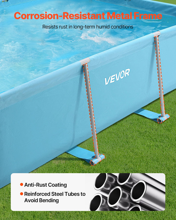 Steel Frame Above Ground Swimming Pool 118 X 78 X 30 In Rectangular Blue