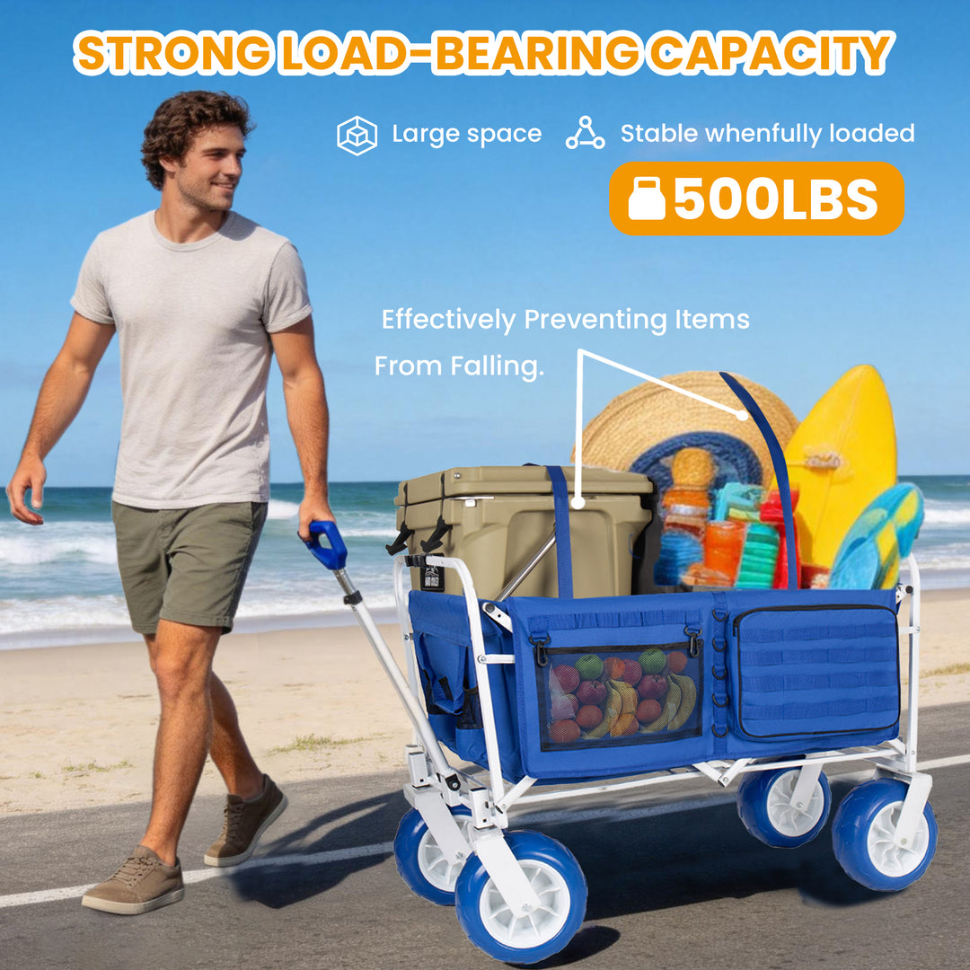 Heavy-Duty Collapsible Beach Wagon Cart – 500 lb, 150L