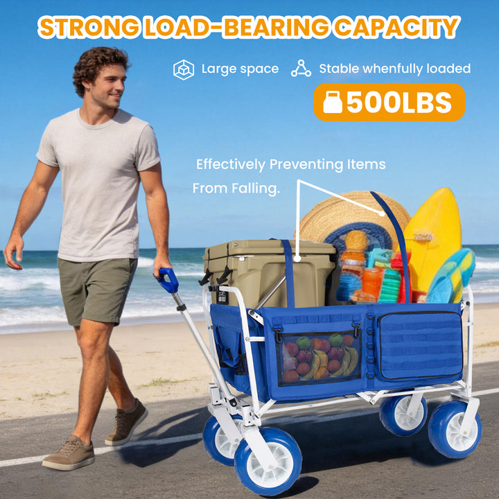 Heavy-Duty Collapsible Beach Wagon Cart – 500 lb, 150L