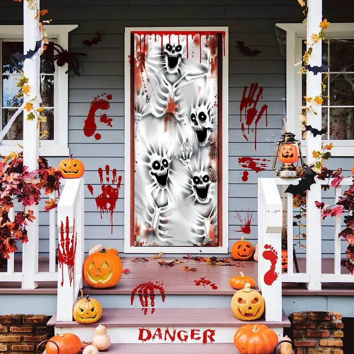 3D Scary Skeleton Door Cover for Indoor Outdoor Decor