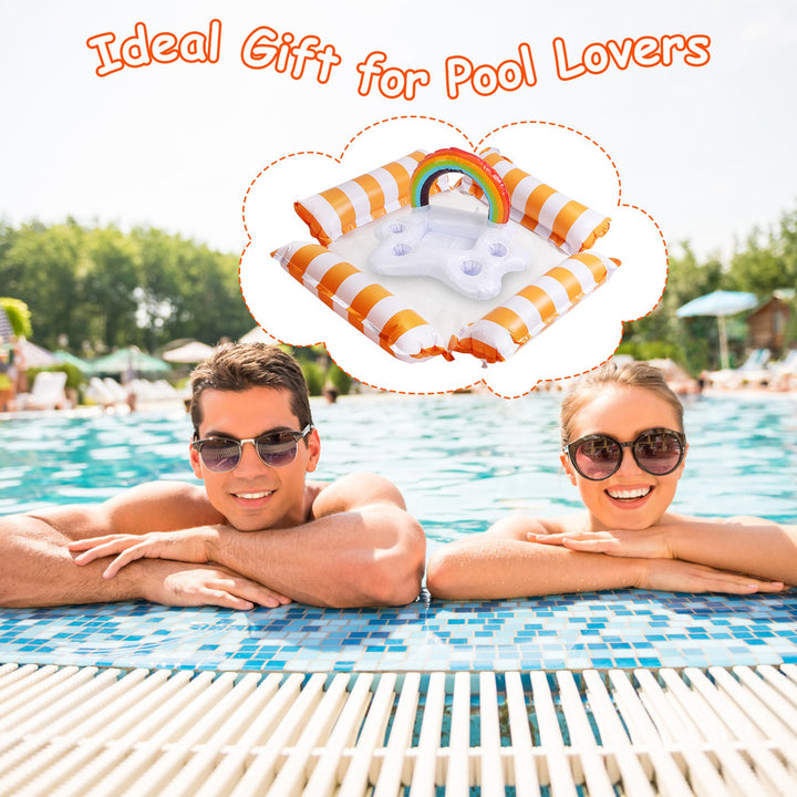 Inflatable Pool Float Set | 3-Pack | 2 Water Hammocks + Drink &amp; Snack Float | Air Pump Included