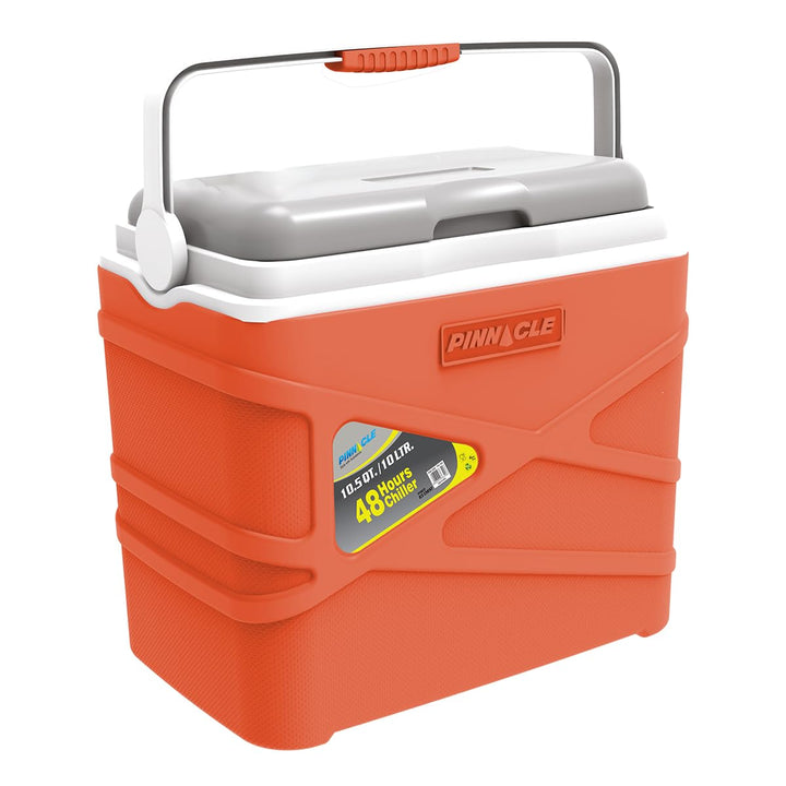Pinnacle 10 Liter Insulated Cooler Lunch Box -Portable Camping/Picnic Hard Cooler –Coolbox Keeps Cool for 48 hrs. with Ice Retention–Heavy Duty Cooler for Beach Grill TravelTailgatingSmall Orange