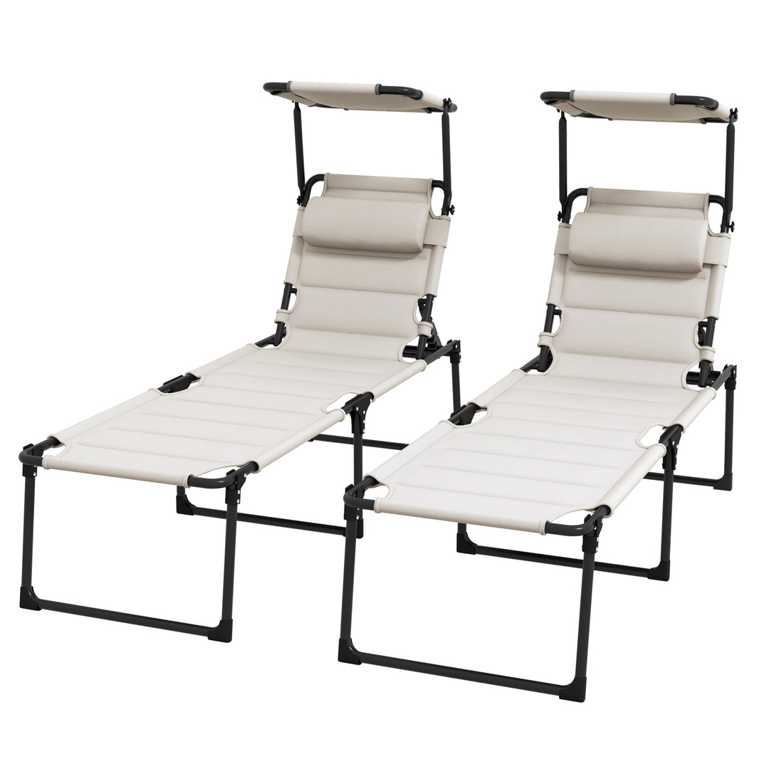 Set of 2 Outdoor Lounge Chairs with Sun Shade
