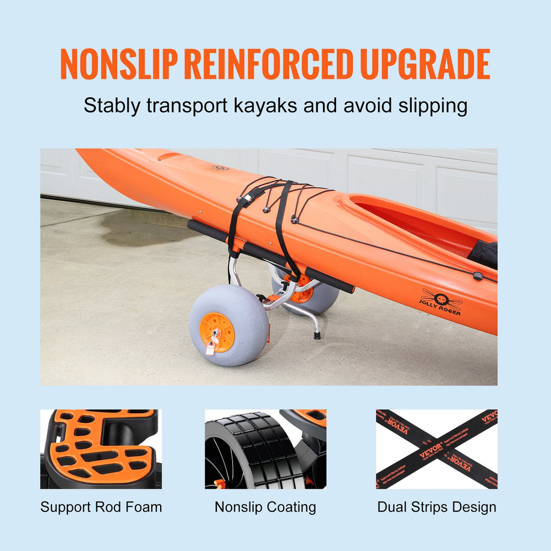 Heavy Duty Kayak Cart | 350 lb Capacity | 12" Sand Tires | Foldable Canoe Trolley