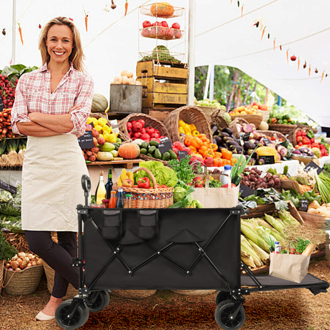 Foldable Wagon with Extended Tailgate – 480 lb Heavy Duty