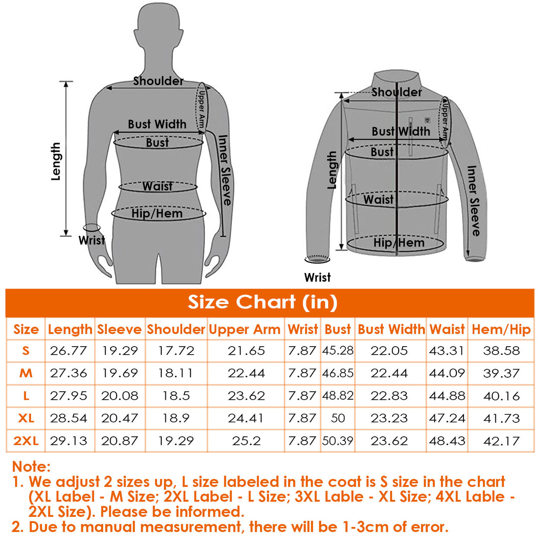 USB Heated Jacket – 8 Heating Zones, Detachable Hood