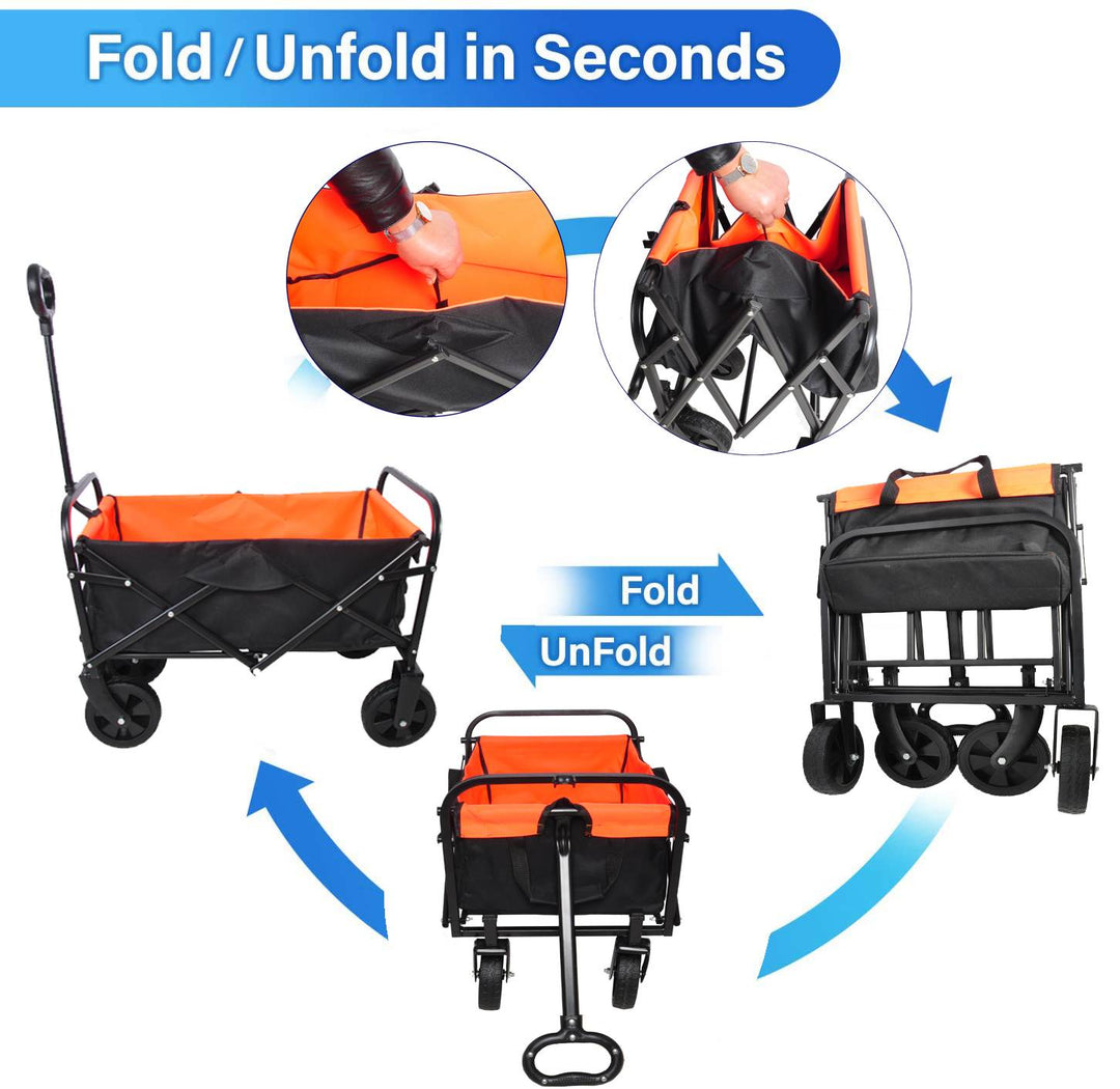 Folding Beach Utility Wagon Cart — 150 lb Capacity