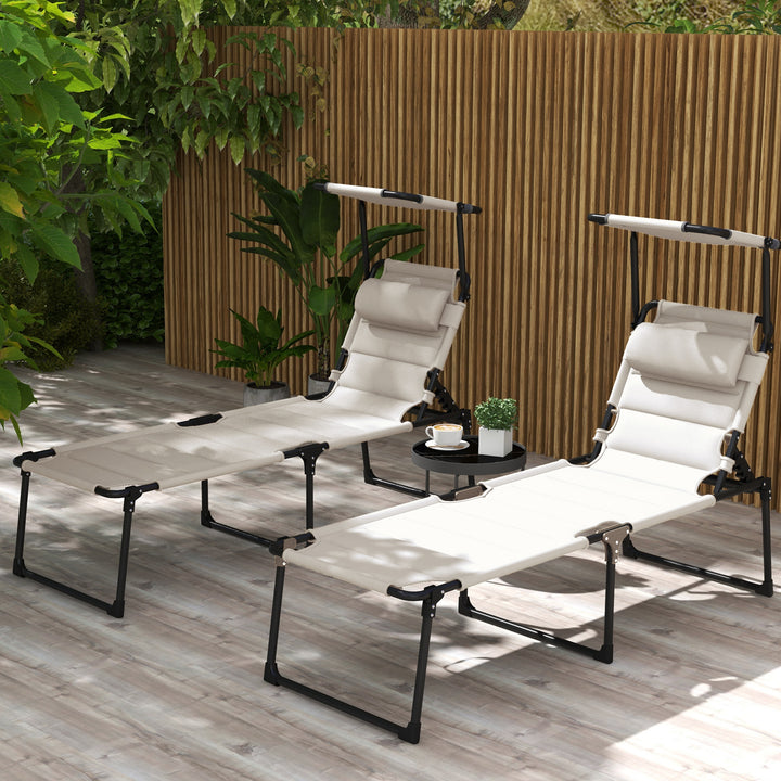 Set of 2 Outdoor Lounge Chairs with Sun Shade
