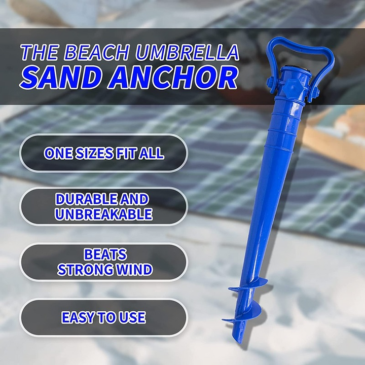 Adjustable Beach Umbrella Base with Ground Plug Anchor