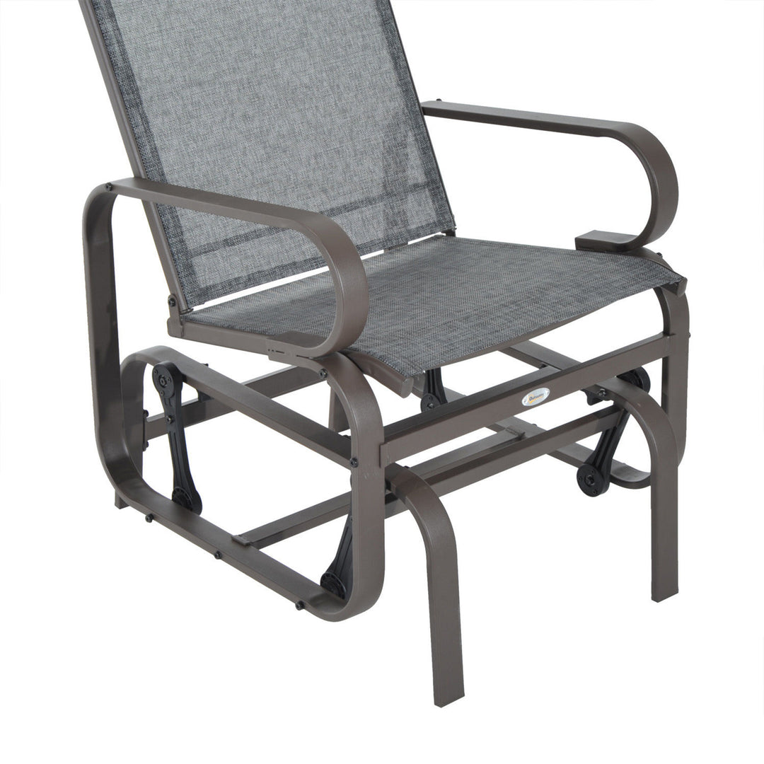 Outdoor Patio Glider Rocker, Metal High-Back Chair for Outdoor Use - Gray