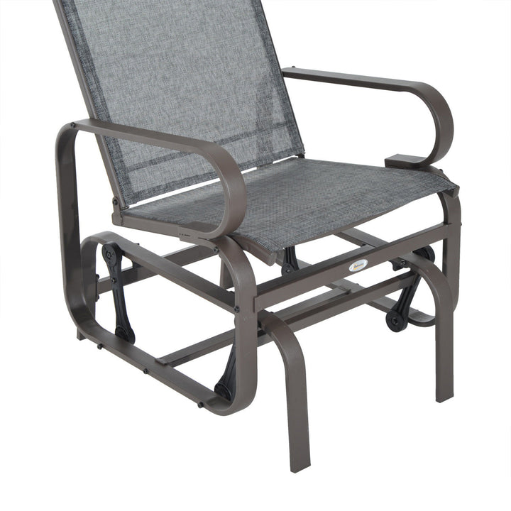 Outdoor Patio Glider Rocker, Metal High-Back Chair for Outdoor Use - Gray