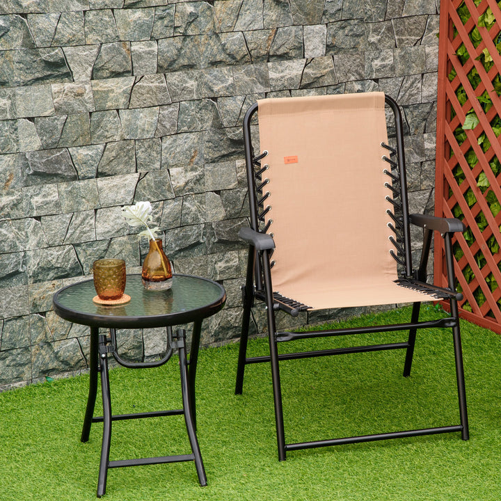 Outdoor Bungee Sling Folding Chair | Armrests | Portable Lawn Chair for Beach, Camping &amp; Patio