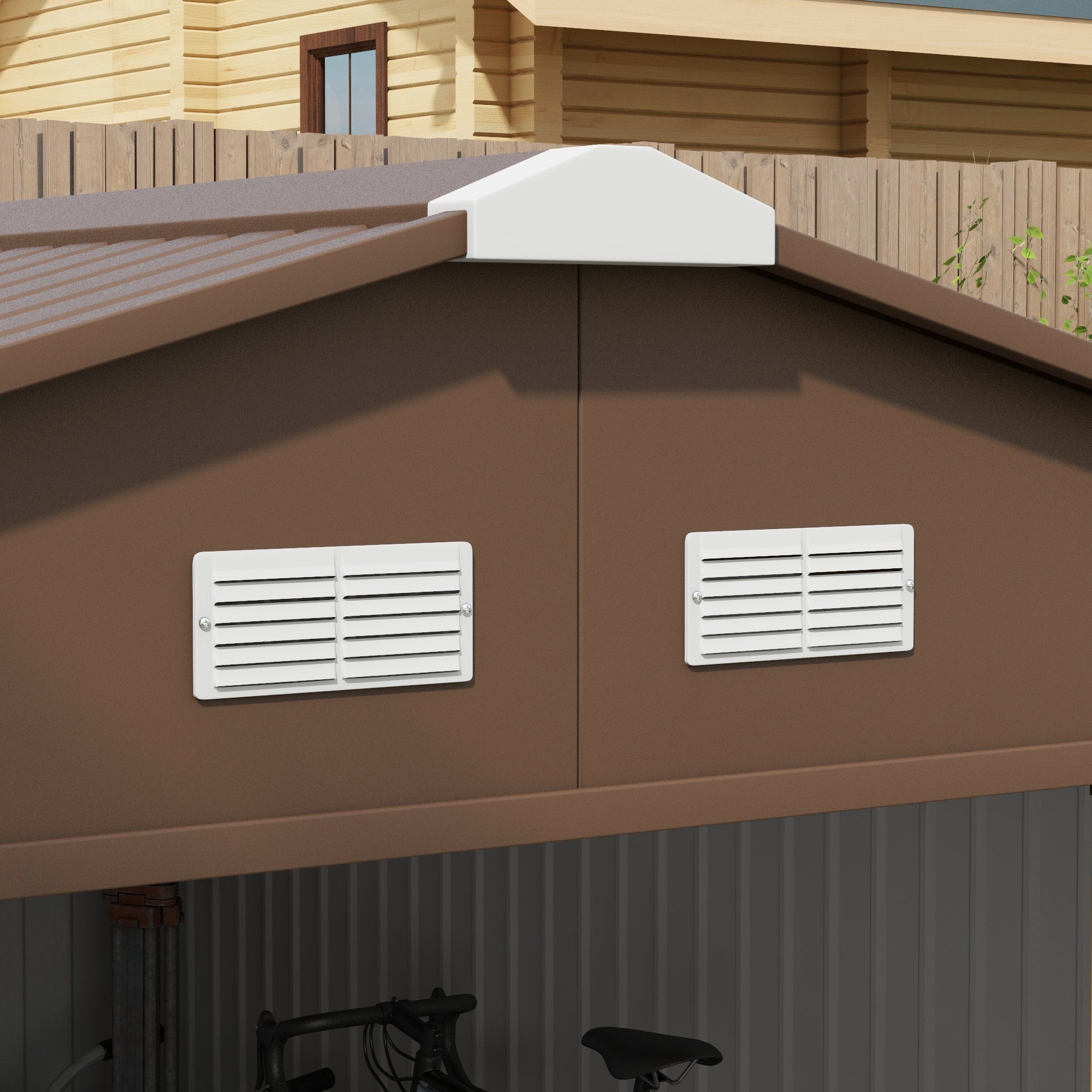 Garden Metal Shed, Storage Shed & Utility Storage with Double Locking Doors for Bike, Yard Tools, Brown