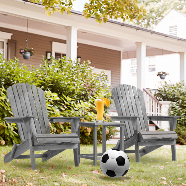 Adirondack Chair Set of 2 | Solid Wood | Folding | Gray | Outdoor Patio