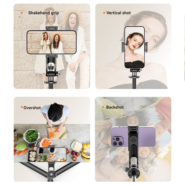 Selfie Stick Tripod with Fill Light – Extendable Phone Stand with Wireless Remote