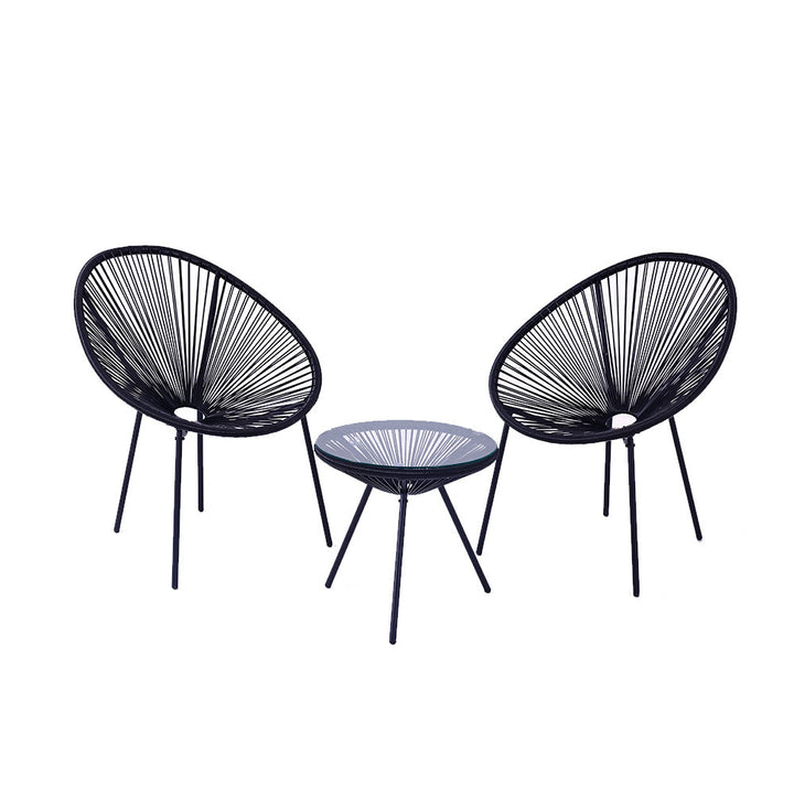 3-Piece Outdoor Patio Rattan Chair Set with Table