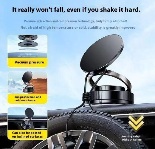 Strong Magnetic Vacuum Car Phone Holder with Navigation Bracket