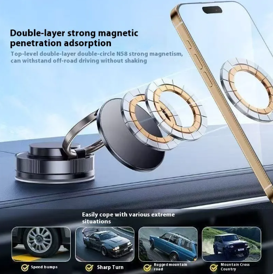 Strong Magnetic Vacuum Car Phone Holder with Navigation Bracket