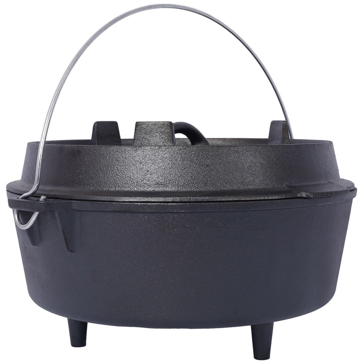 Pre-Seasoned Cast Iron Dutch Oven for Camping, Fireplace Cooking, BBQ &amp; Baking, with Lid &amp; Leg Base