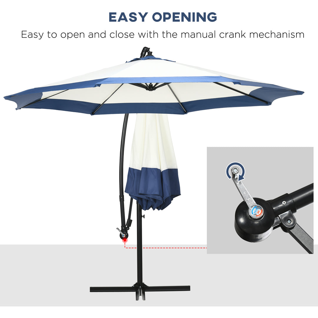 10 FT Cantilever Offset Patio Umbrella with Crank &amp; Cross Base | Navy Blue