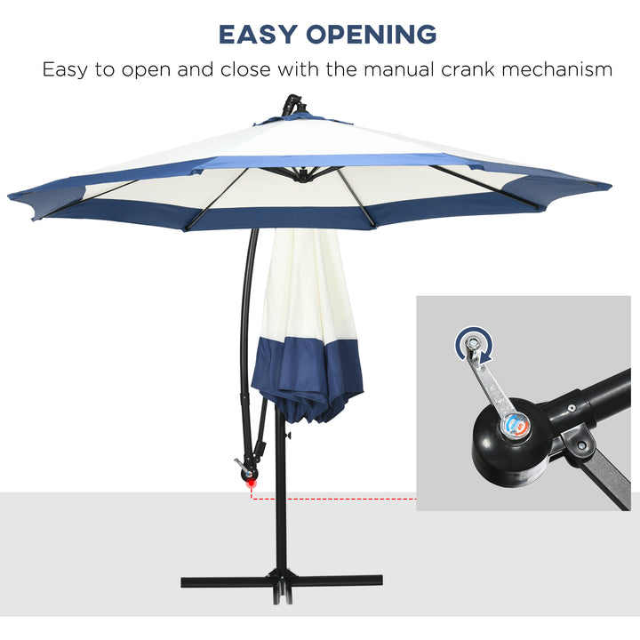 10 FT Cantilever Offset Patio Umbrella with Crank &amp; Cross Base | Navy Blue
