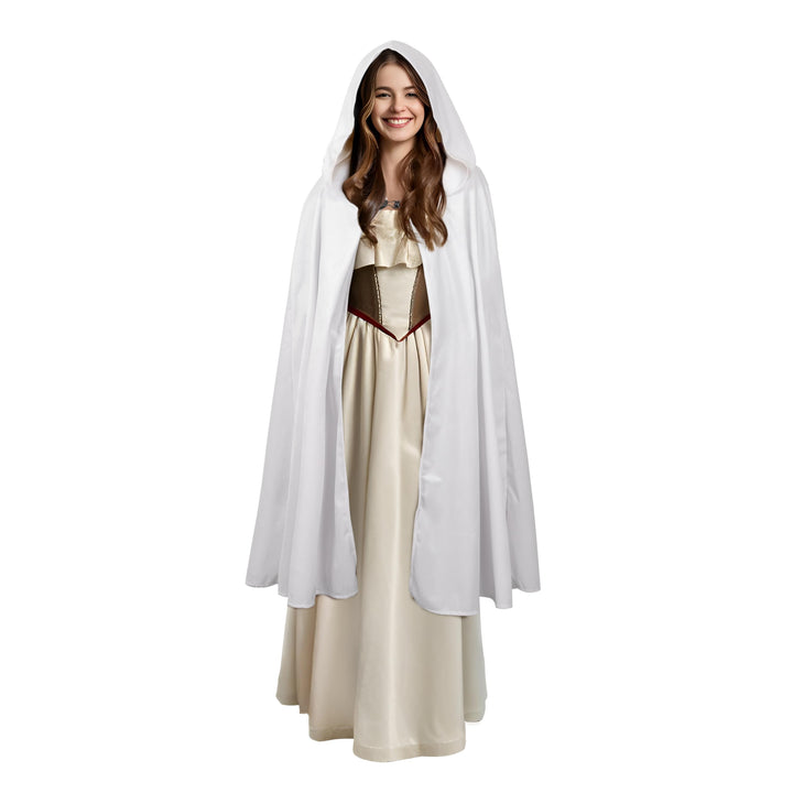 JPXH Hooded Cloak Middle Ages Renaissance Cloak Adult Men and Women Halloween Easter First Choice (white-1)