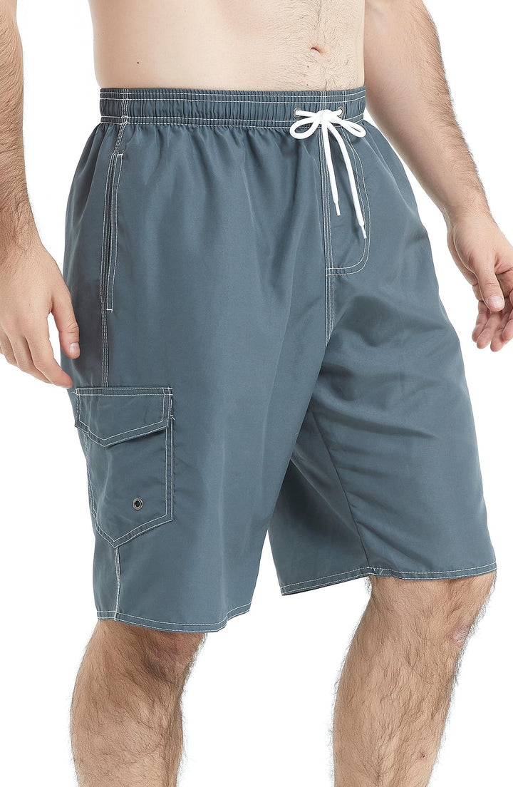 Landisun Mens Swim Trunks Board Shorts Swimsuit Swimwear Swim Shorts Bathing Suits Quick Dry with Mesh Lining Grey