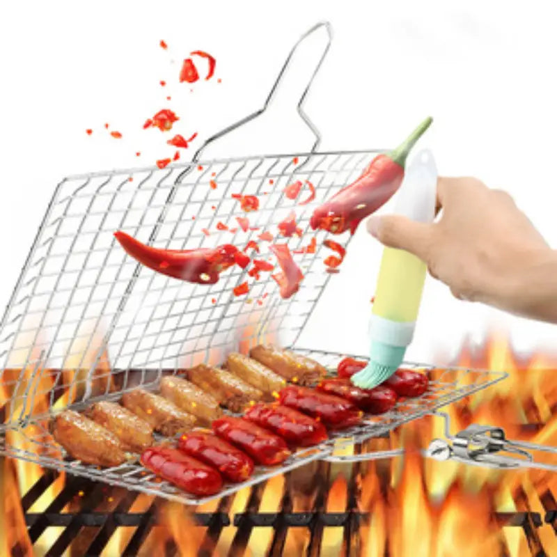 Stainless Steel Barbecue Clip with Wooden Handle