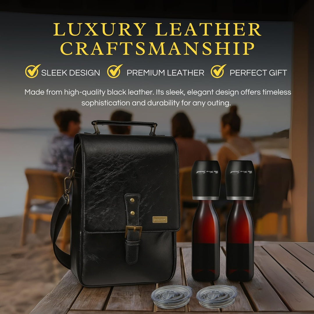 3 Bottle Wine Tote Bag with Tumblers and Opener, Gifts for Women, Premium Leather