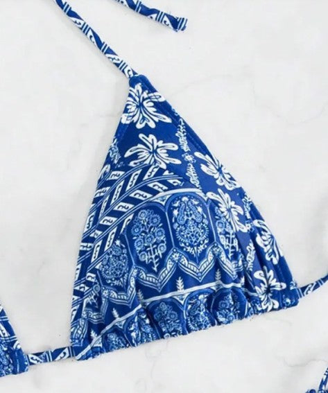 Printed Bandage Split Bikini Set
